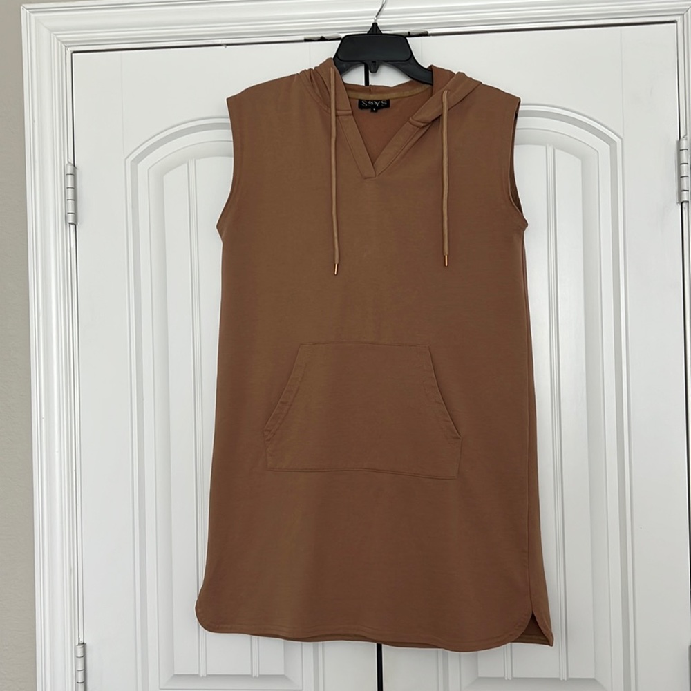 Sleeveless Hooded Sweatshirt Dress